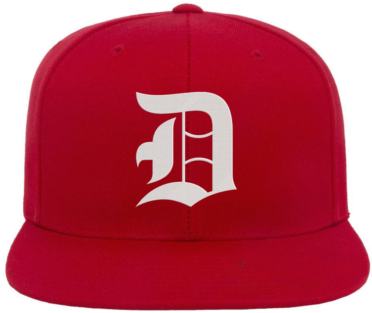 Old English Alphabet D Embroidered Baseball Cap | Classic Gothic Letter Adjustable Flat Bill Snapback Unisex Hat