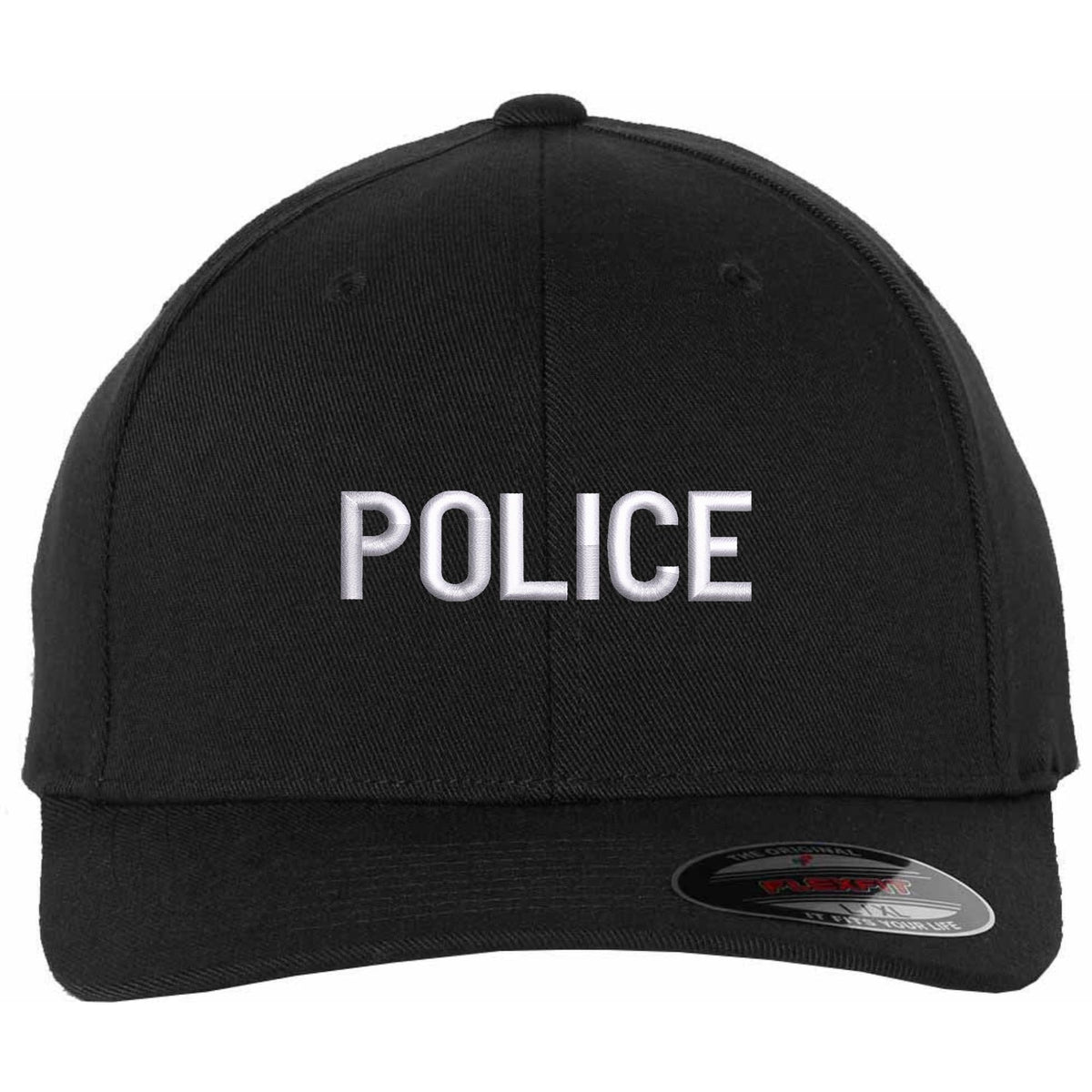 POLICE Flexfit Fitted Hat - Structured Uniform Baseball Cap for Security, Guard & Law Enforcement Officers