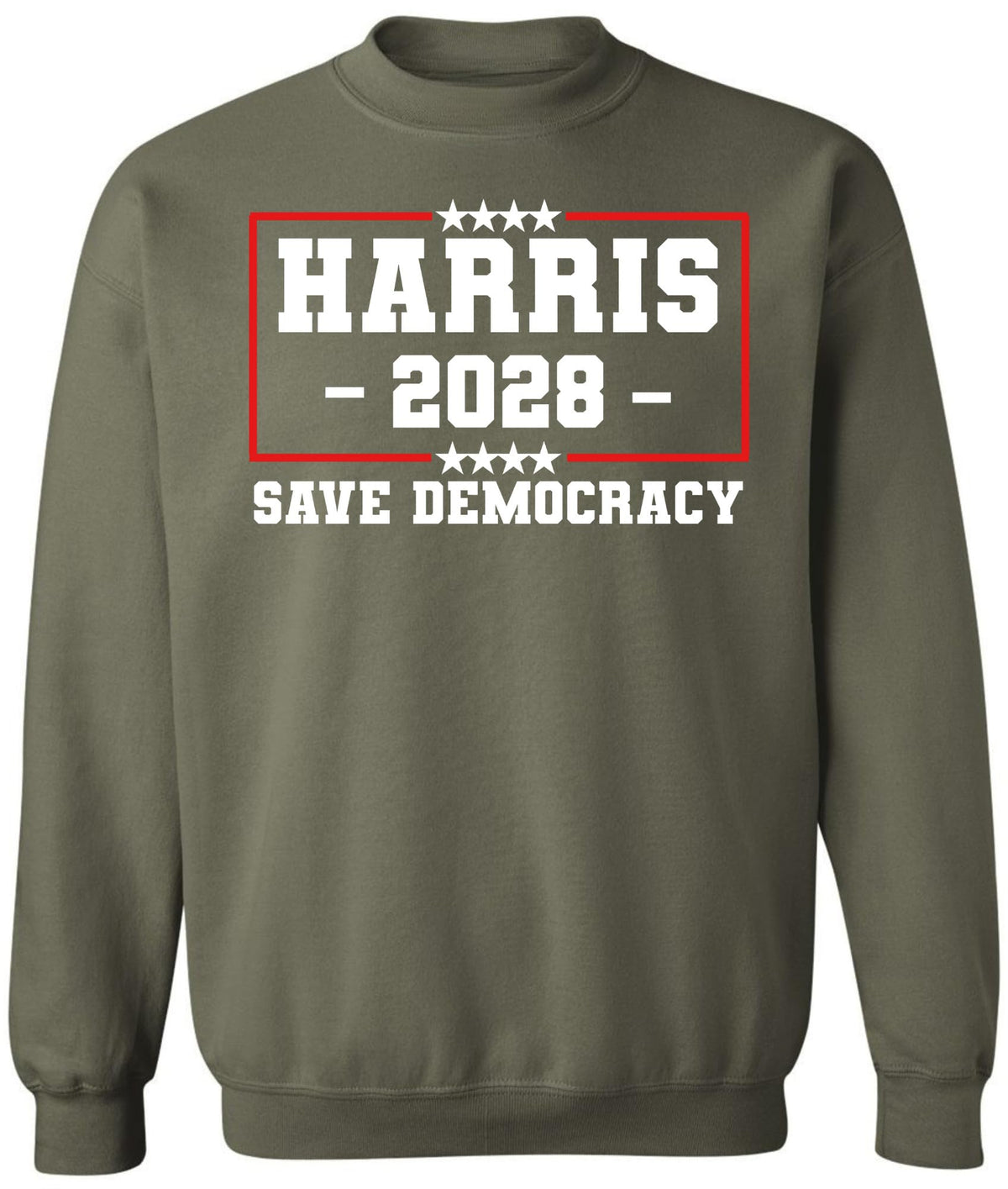 HARRIS 2028 Save Democracy Printed Sweatshirt Political Election Cotton Blend Crewneck Pullover