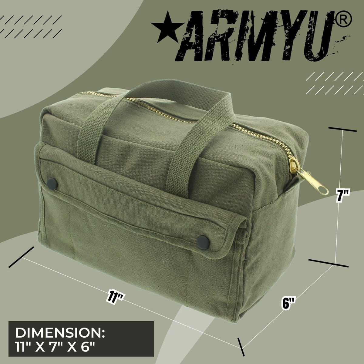Heavy Duty Cotton Canvas Tool Bag - Military Field Carry Bag - General Purpose Storage Bag