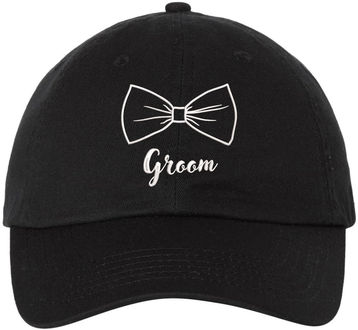 Groom Wedding Baseball Cap | Embroidered Bow Tie Design | Adjustable Snapback Hat for Bachelor Parties