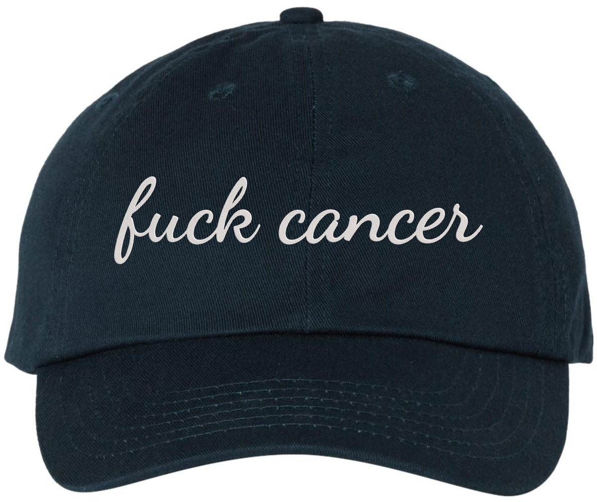 Fuck Cancer Embroidered Baseball Cap | Anti-Cancer Awareness Cotton Dad Hat Support Cancer Fighters & Survivors
