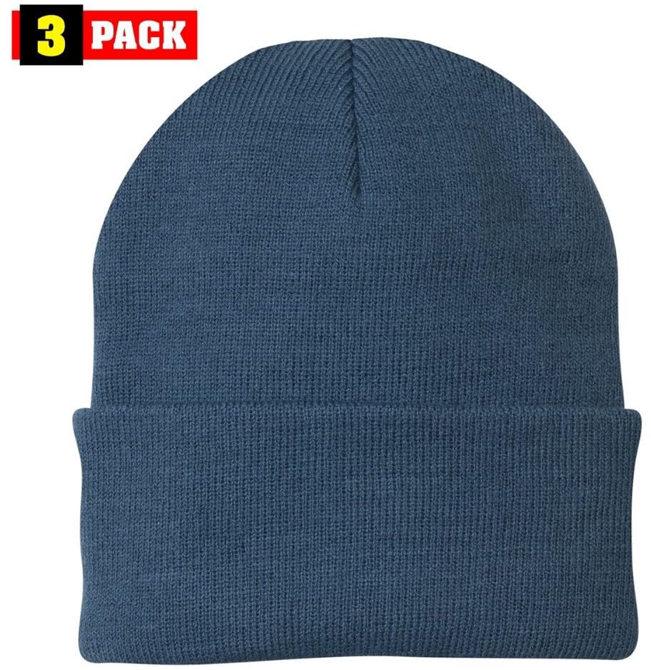 3 Pack Acrylic Beanie Watch Caps, Warm Knit Skull Cap for Men & Women, Blanks Soft Winter Hats