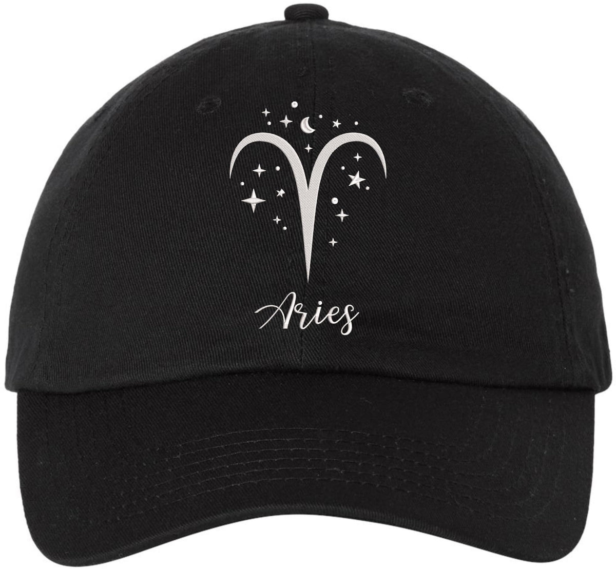 Zodiac Signs Embroidered Dad Hat | Adjustable Astrology Horoscope Monthly Symbols Designs Unstructured Cap, Black