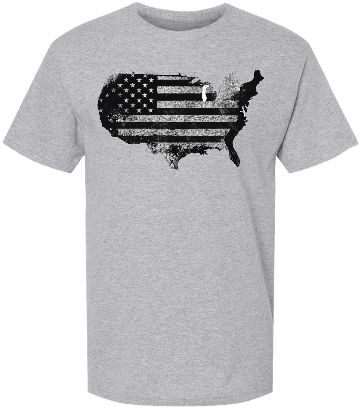 Vintage USA Map Flag Graphic Printed T-Shirt | USA Grunge 48 States Outline Patriotic 100% Cotton Crewneck Tee