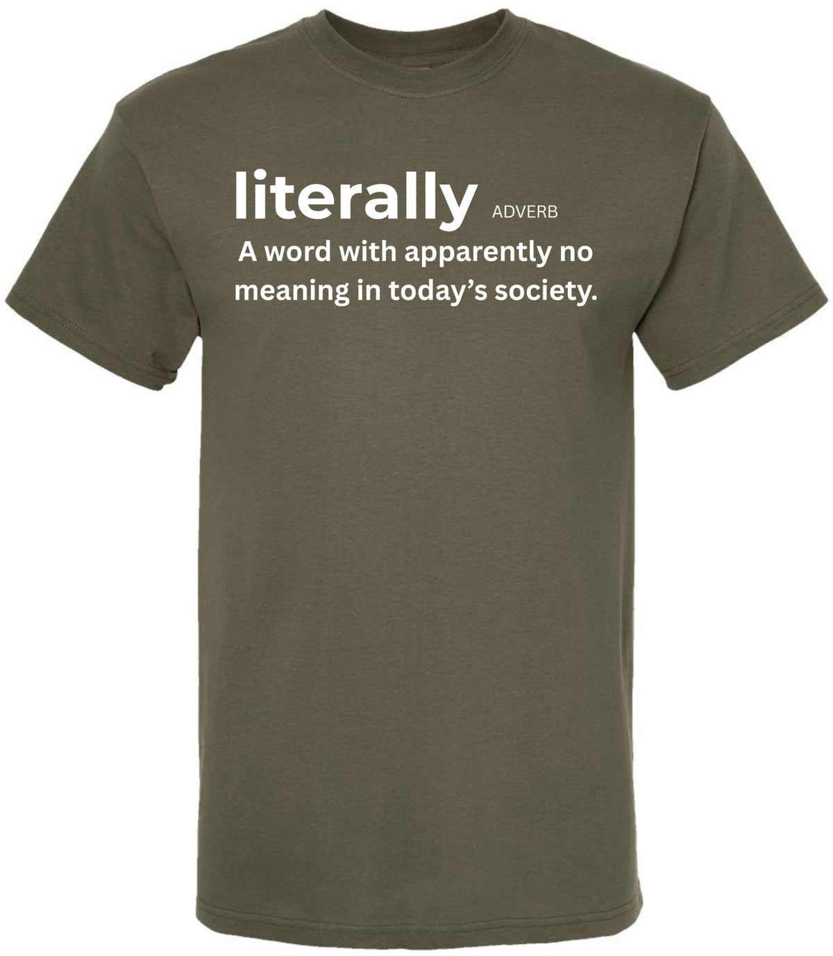 Literally, A Word With Apparently No Meaning In Today’s Society Printed T-Shirt Funny Grammar 100% Cotton Tee