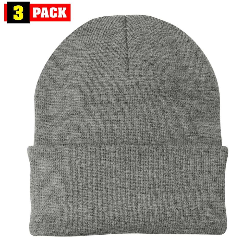 3 Pack Acrylic Beanie Watch Caps, Warm Knit Skull Cap for Men & Women, Blanks Soft Winter Hats