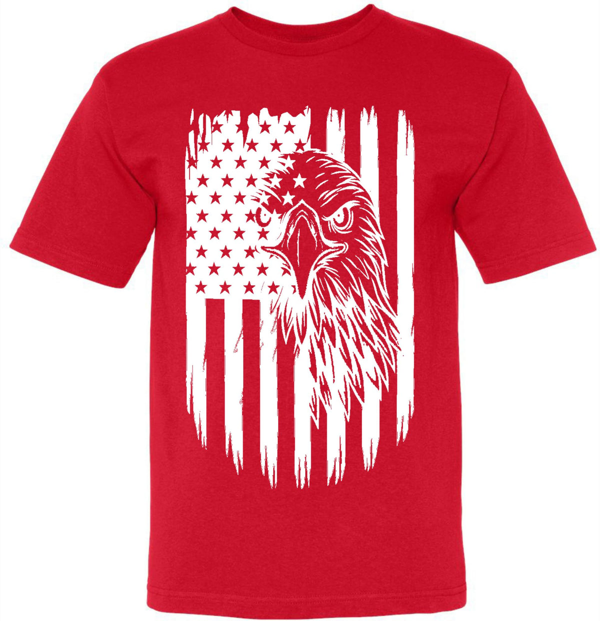 USA Flag Eagle Printed T-Shirt | 4th of July Patriotic American Independence Memorial Day Freedom Tee Shirt