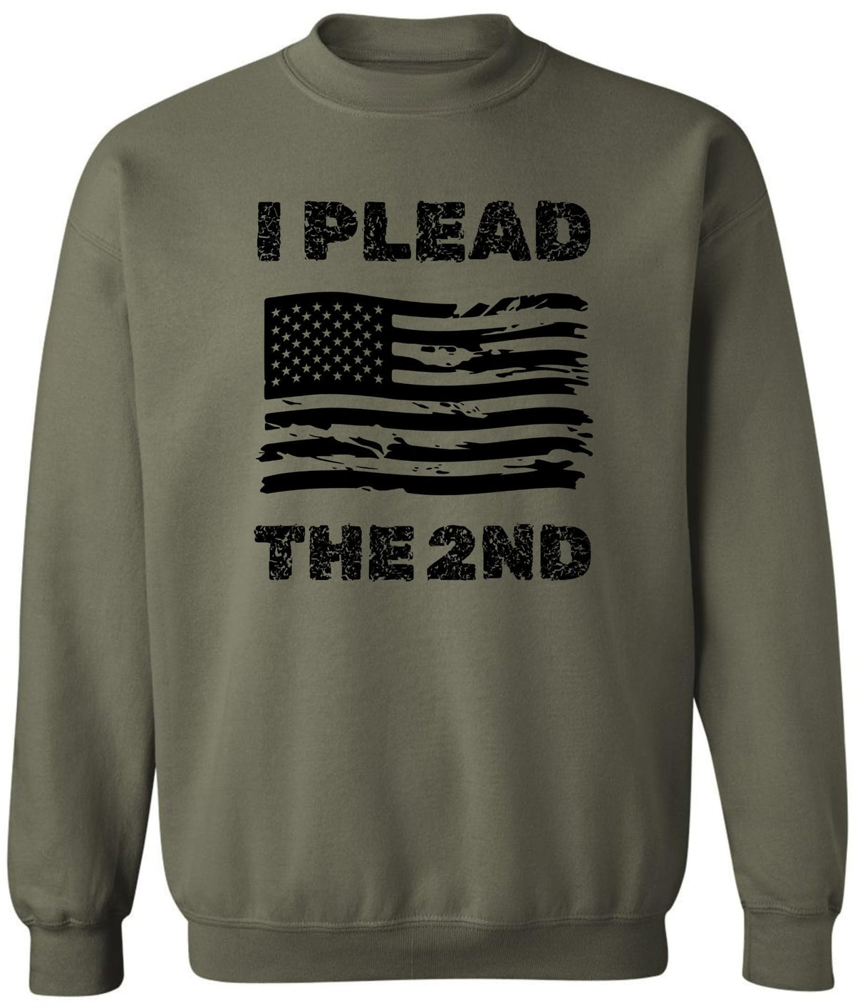 I Plead The 2nd USA Wavy Flag Printed Sweatshirt | US Distressed Patriotic 2A Support Pullover Crewneck
