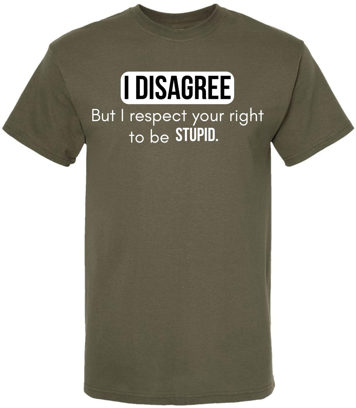 I Disagree But I Respect Your Right To Be Stupid Printed T-Shirt Sarcastic Witty Statement 100% Cotton Tee