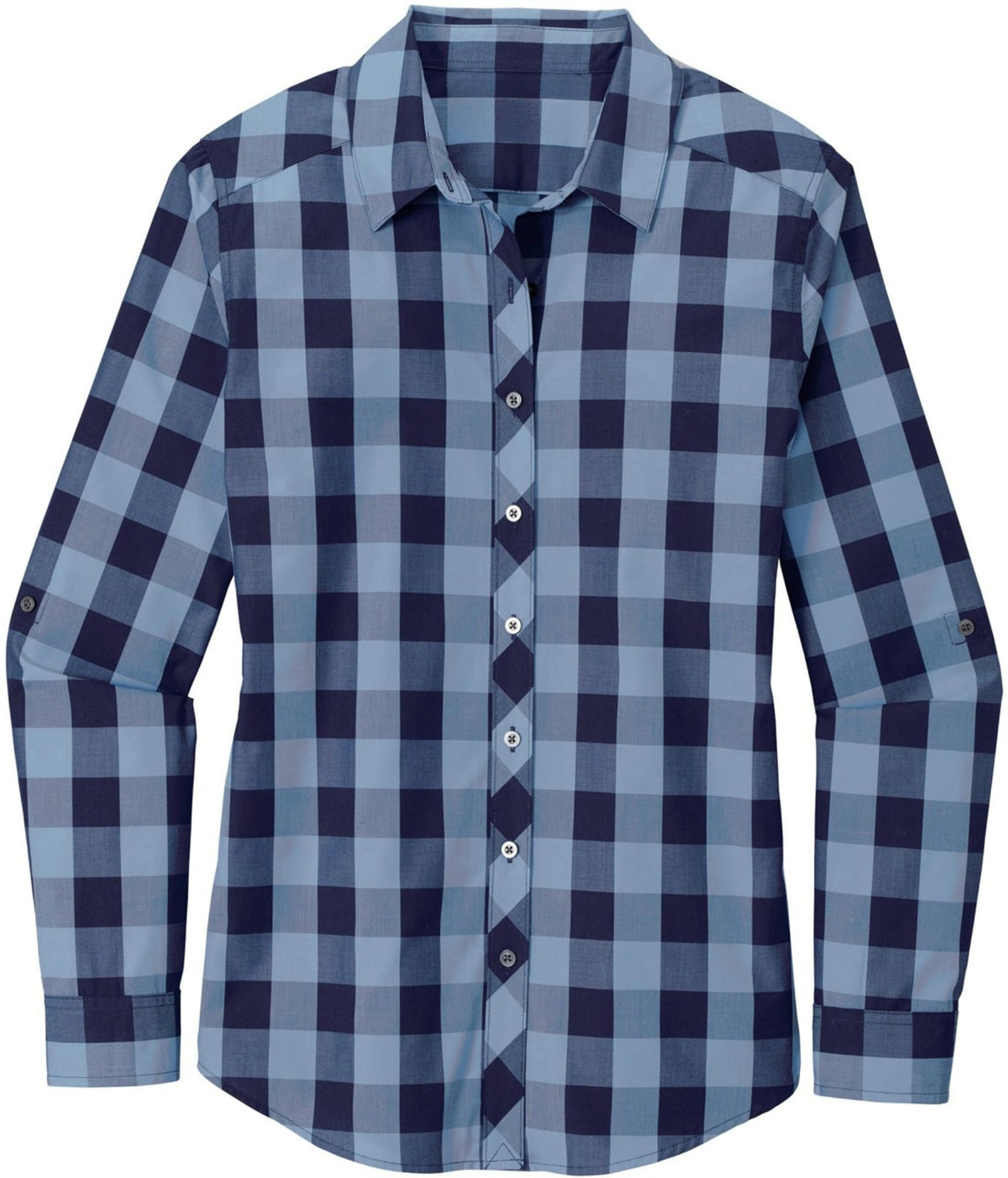 Women’s Buffalo Plaid Flannel Shirt Button Up Open Collar Lightweight Super Soft French Front Top