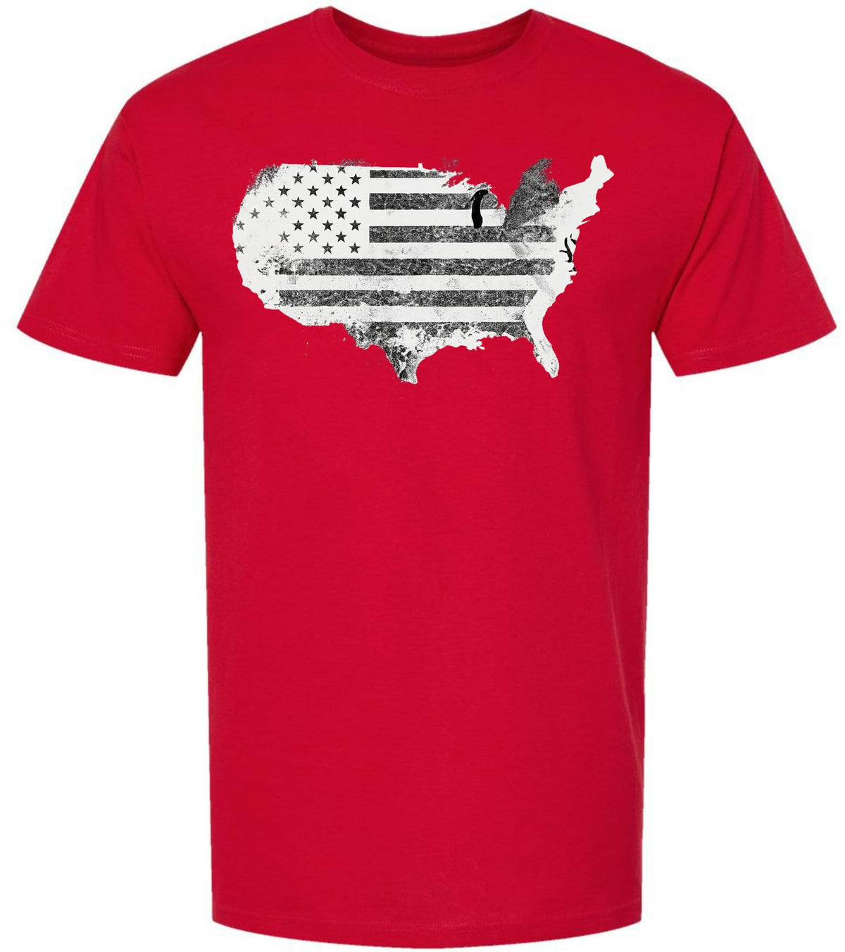Vintage USA Map Flag Graphic Printed T-Shirt | USA Grunge 48 States Outline Patriotic 100% Cotton Crewneck Tee