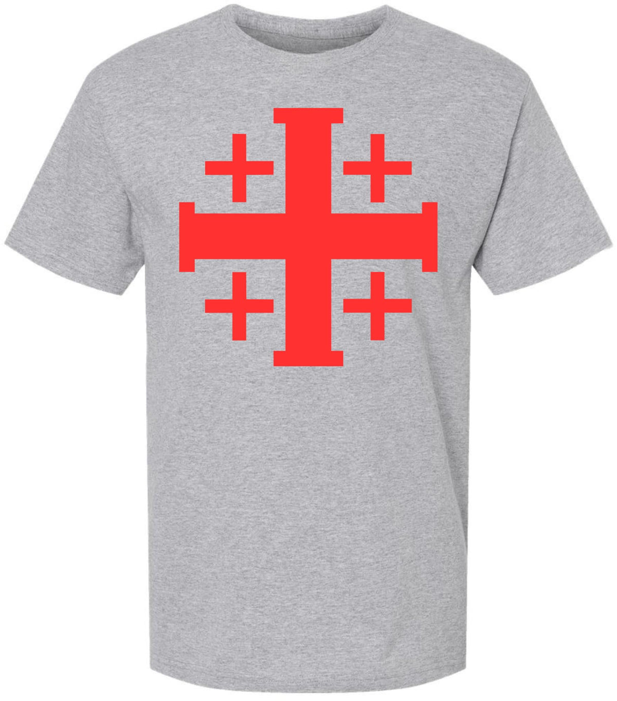 Jerusalem Cross T-Shirt | Christian Crusader Holy Land Symbol Religious Faith Short Sleeve Tee Shirt for Men & Women