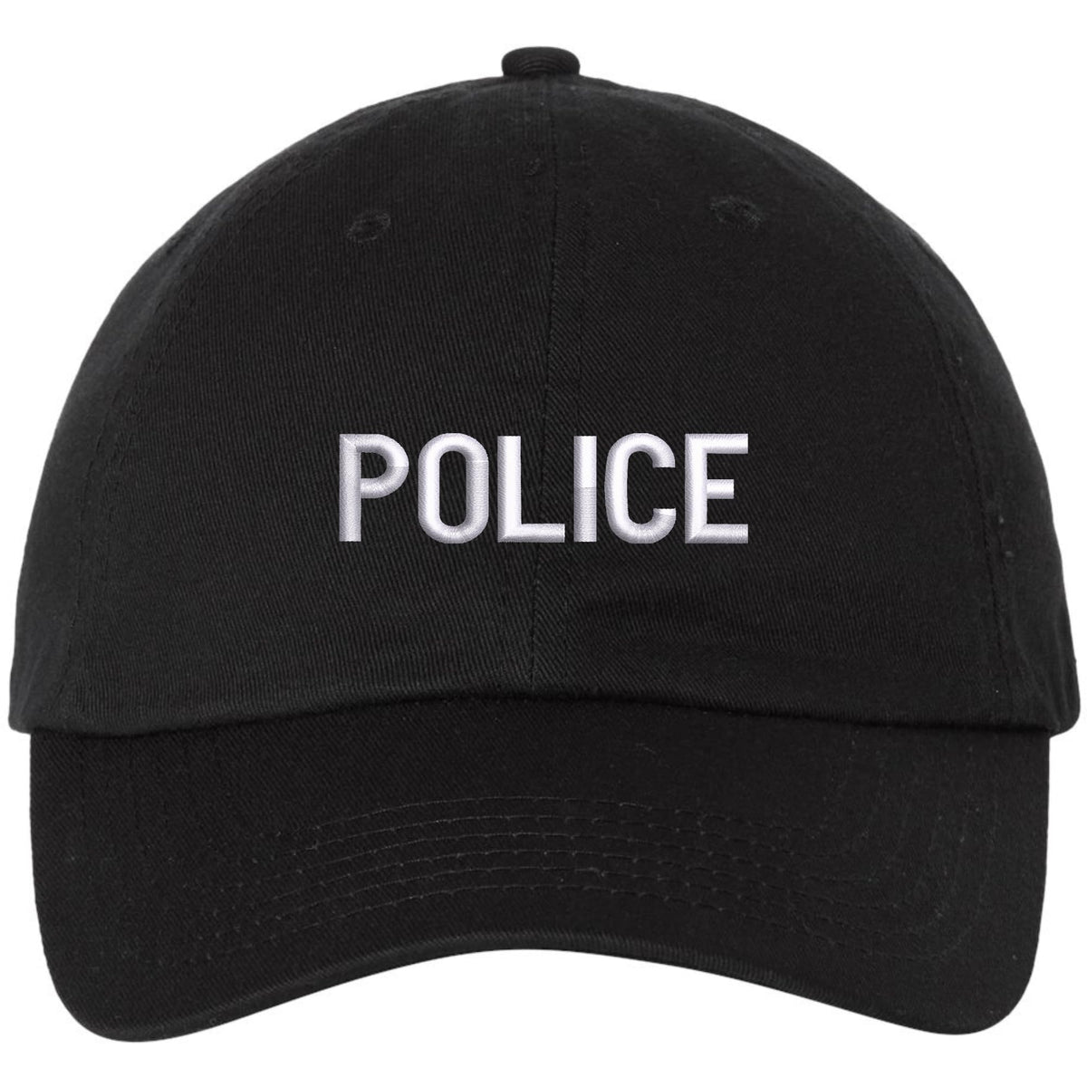 POLICE Unstructured Dad Hat Low Profile Adjustable Baseball Cap for Security, Guard & Law Enforcement Uniforms