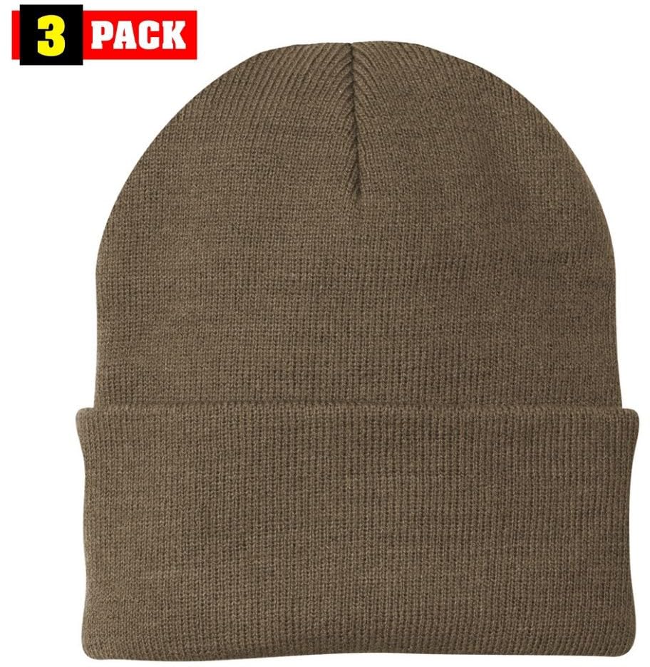 3 Pack Acrylic Beanie Watch Caps, Warm Knit Skull Cap for Men & Women, Blanks Soft Winter Hats