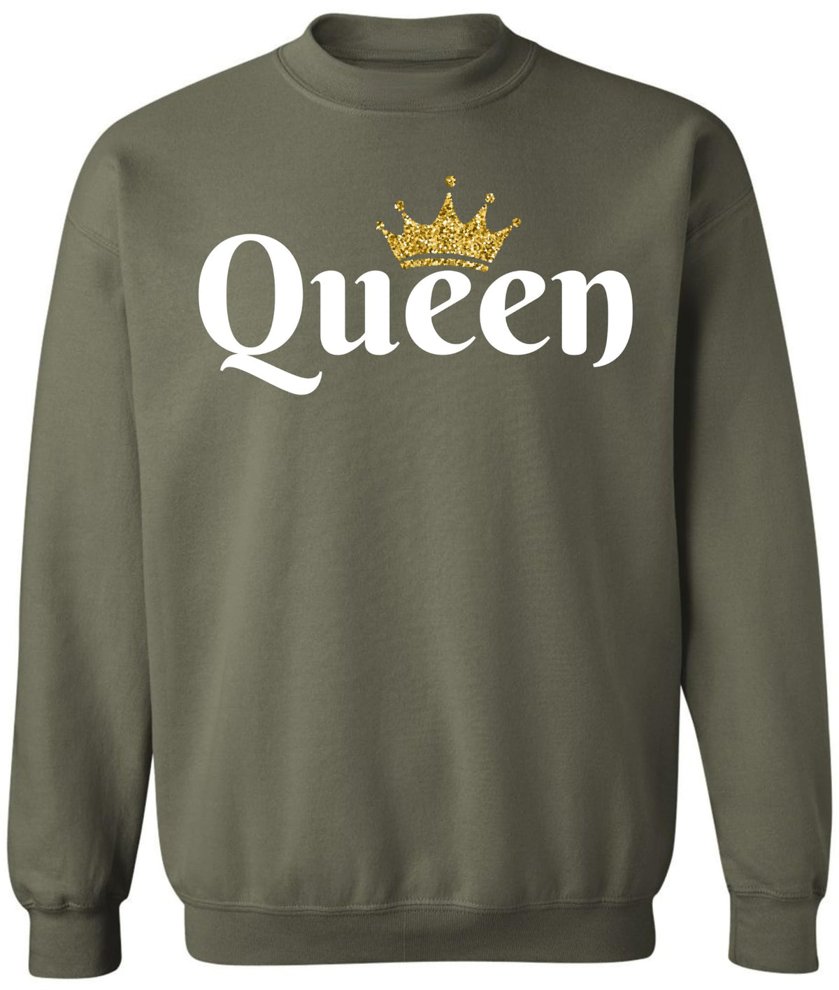 Queen Crown Printed Sweatshirt Royal Gift Valentines Day Girlfriend Cotton Blend Crewneck Pullover