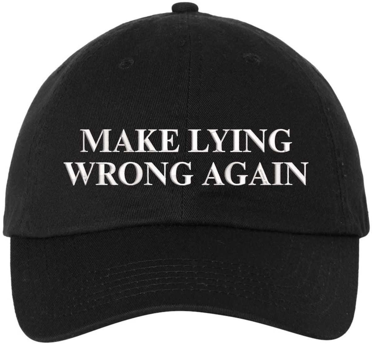Make Lying Wrong Again Embroidered Dad Hat | Funny Political Adjustable Baseball Cap for Men & Women