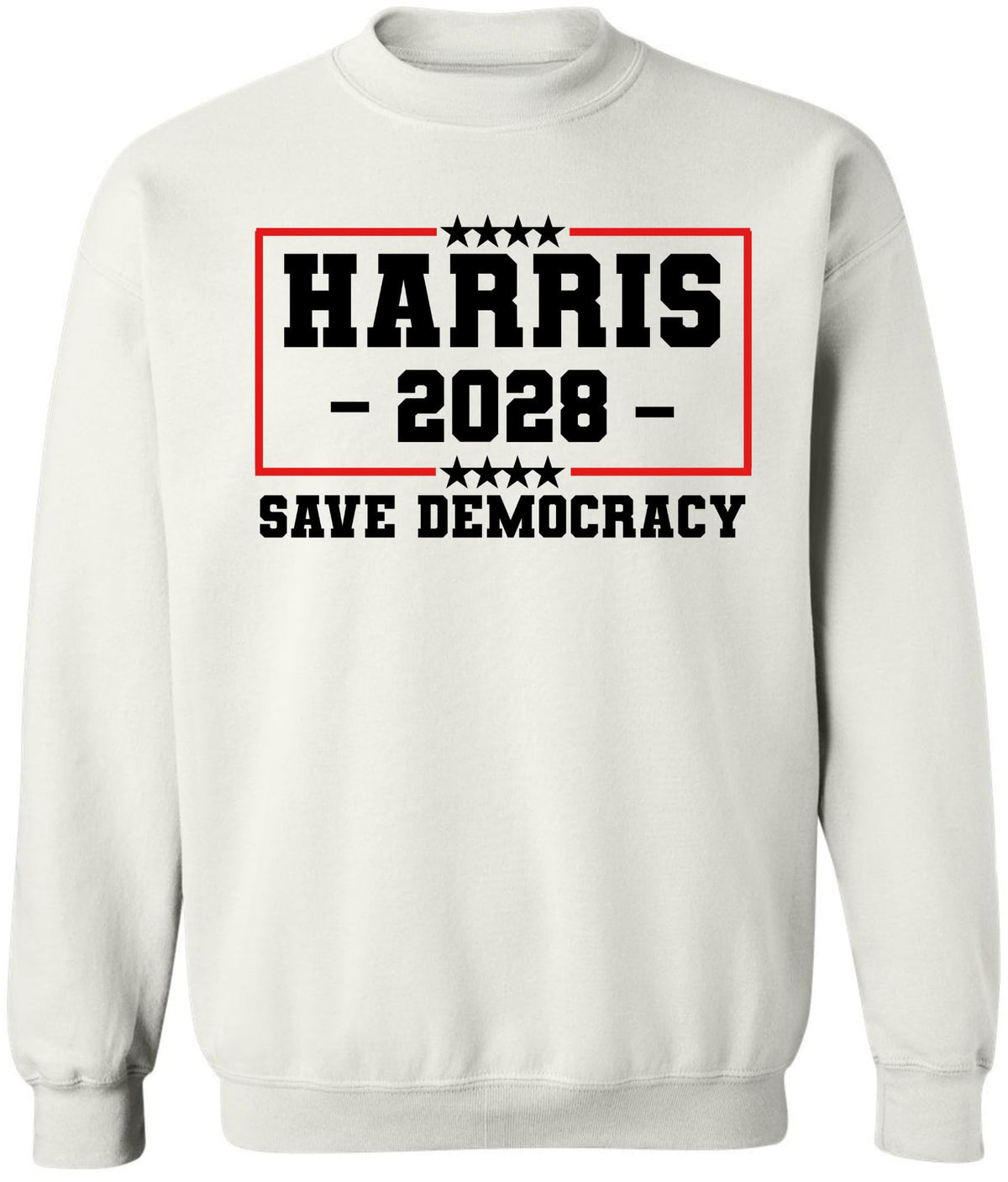 HARRIS 2028 Save Democracy Printed Sweatshirt Political Election Cotton Blend Crewneck Pullover