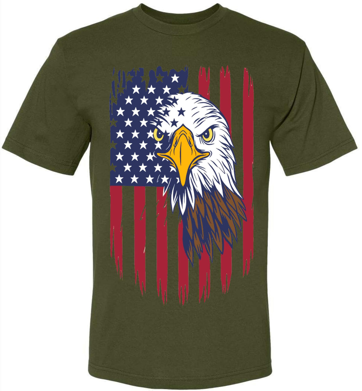USA Flag Eagle Printed T-Shirt | 4th of July Patriotic American Independence Memorial Day Freedom Tee Shirt