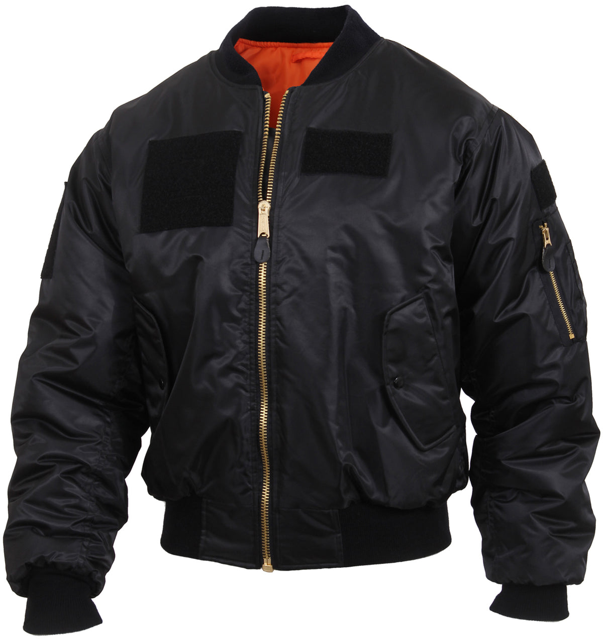 Black - MA-1 Flight Jacket Air Force Style Bomber Coat Customizeable with Patches Sections