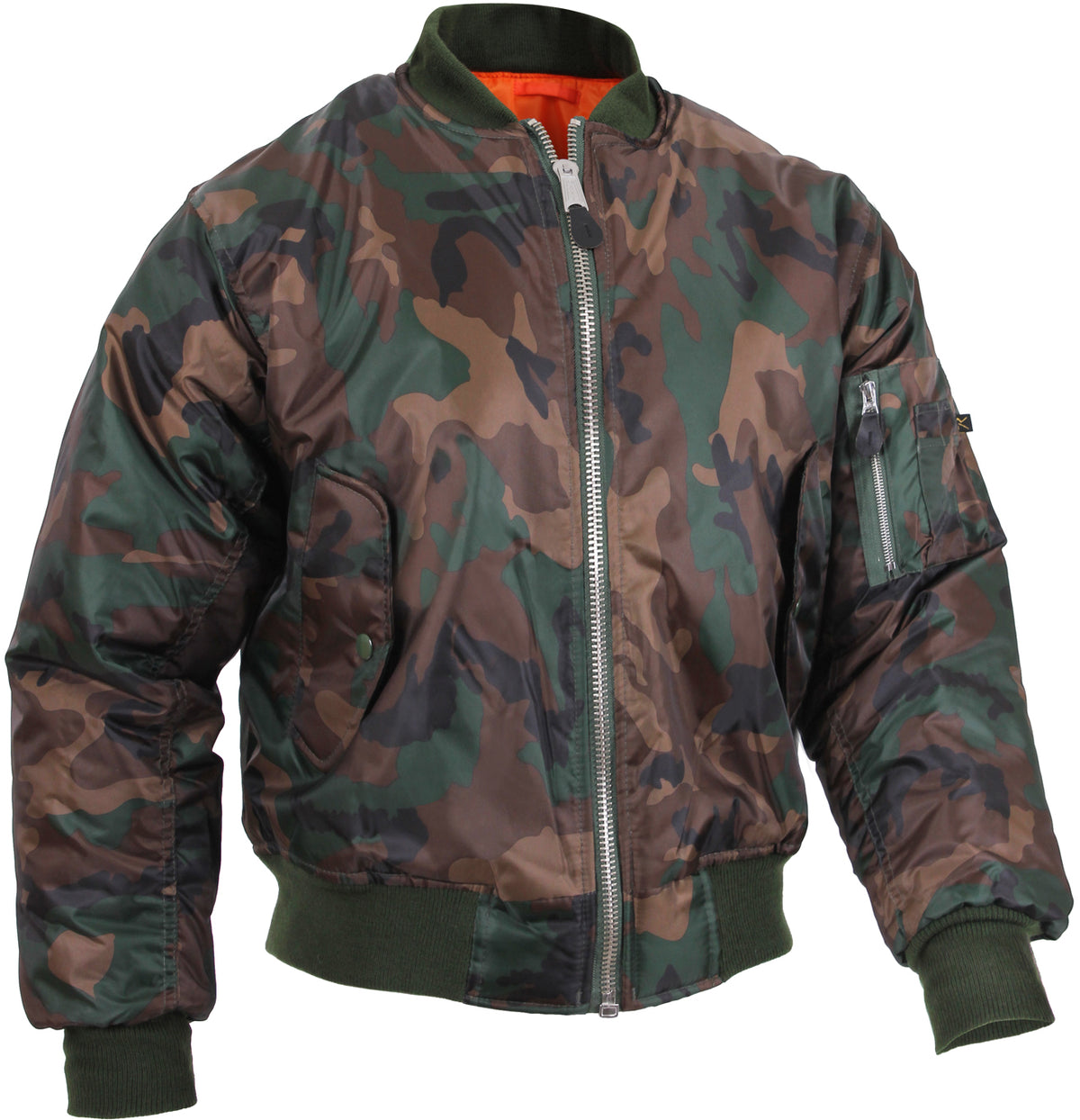 Woodland Camo - Air Force MA-1 Flight Jacket Bomber US Military Style Reversible Coat