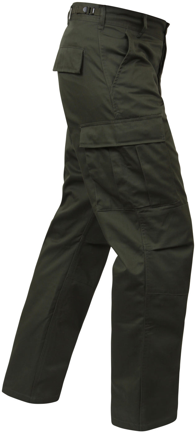 Olive Drab - Tactical BDU Pants Cargo Fatigues - Poly/Cotton Twill - Button Fly
