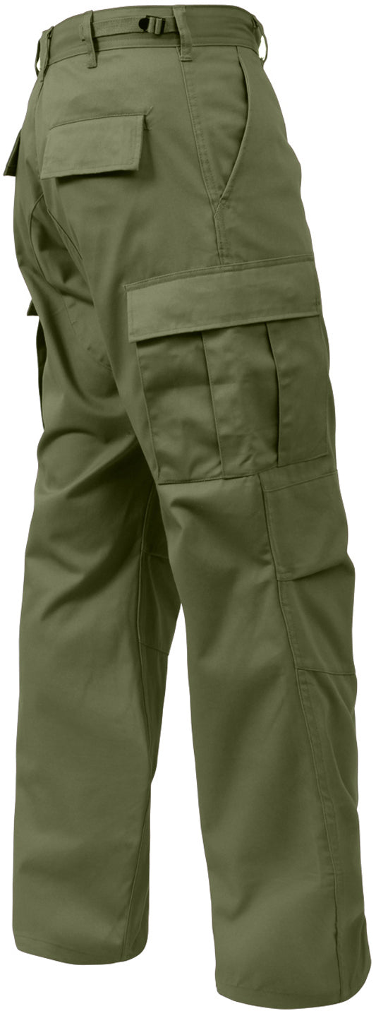 Olive Drab - Tactical BDU Pants Cargo Fatigues - Poly/Cotton Twill - Button Fly