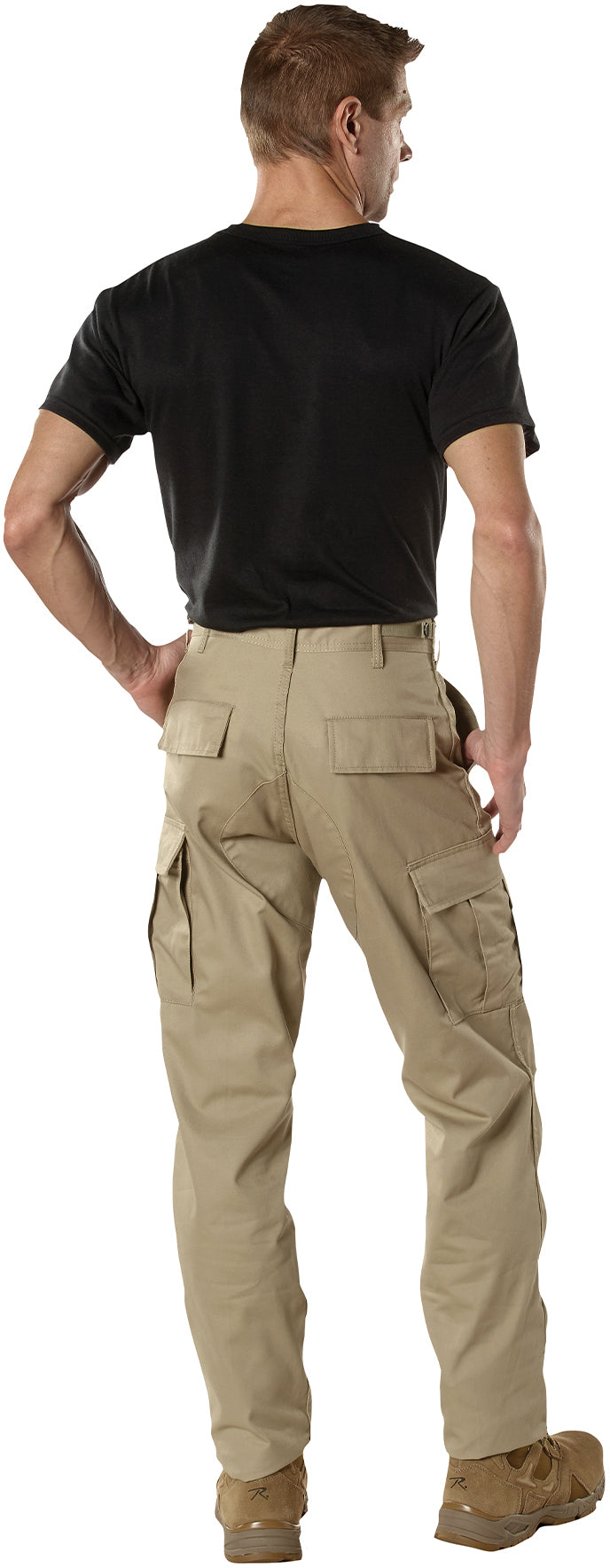 Khaki - Tactical BDU Pants Cargo Fatigues - Poly/Cotton Twill - Button Fly