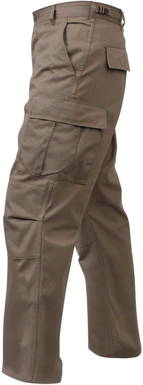 Khaki - Tactical BDU Pants Cargo Fatigues - Poly/Cotton Twill - Button Fly