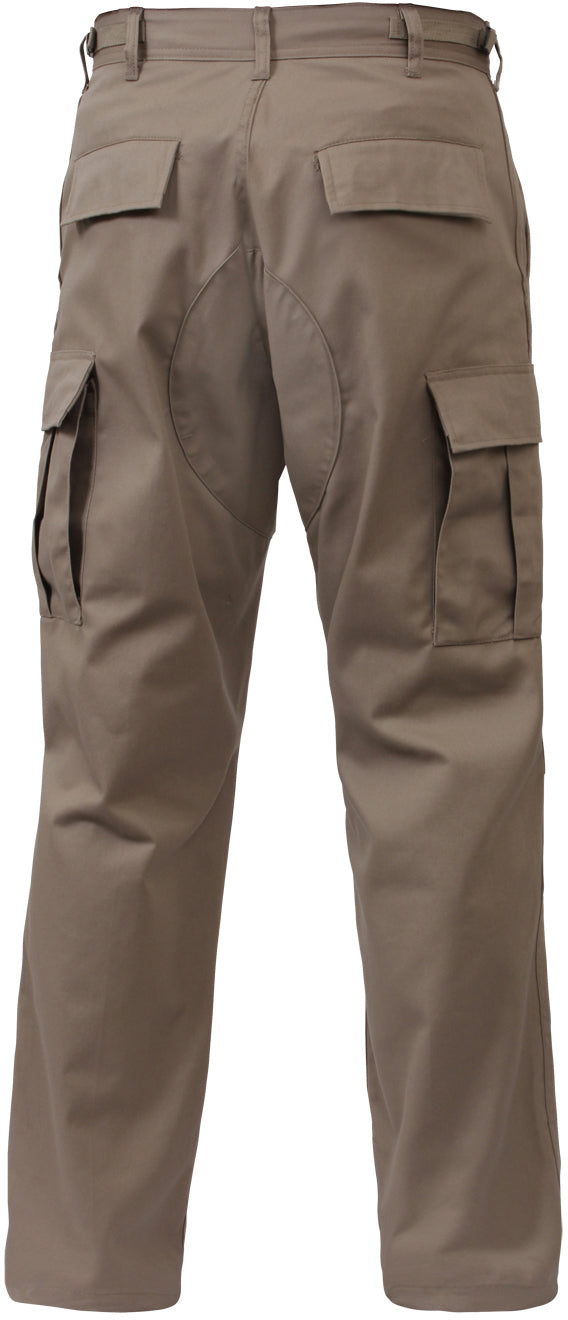 Khaki - Tactical BDU Pants Cargo Fatigues - Poly/Cotton Twill - Button Fly