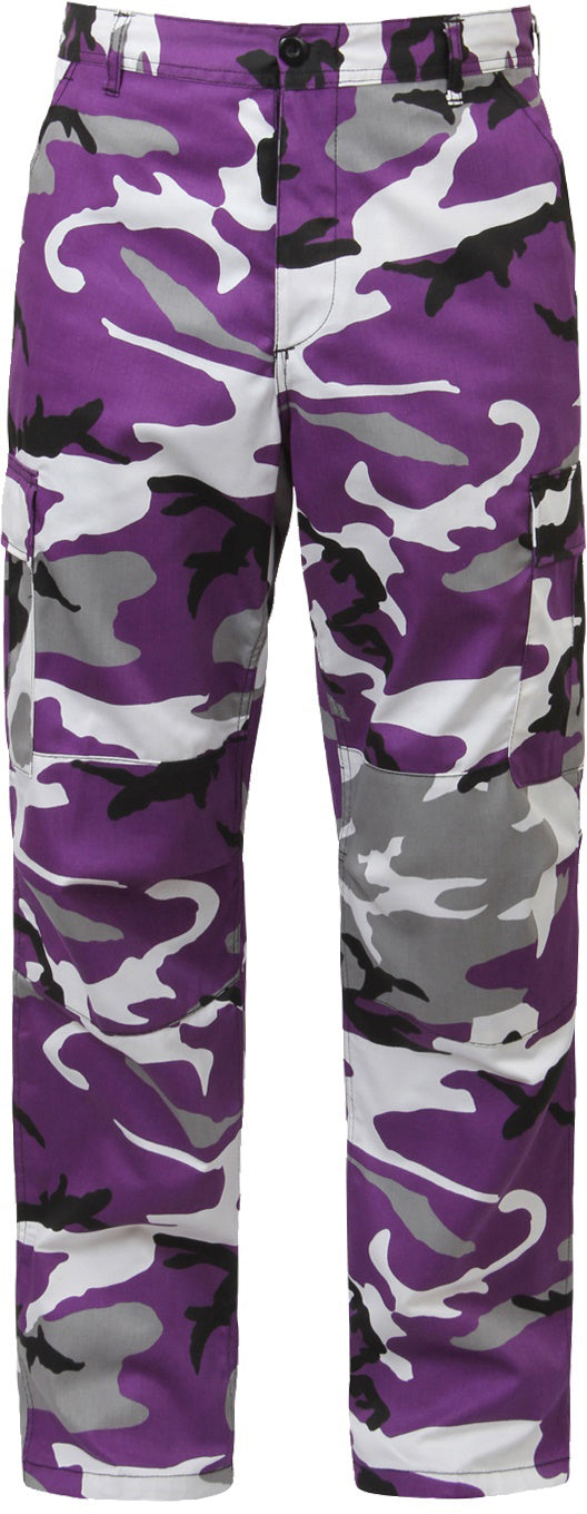 Ultra Violet Camouflage - Tactical BDU Pants Cargo Fatigues - Poly/Cotton Twill - Button Fly