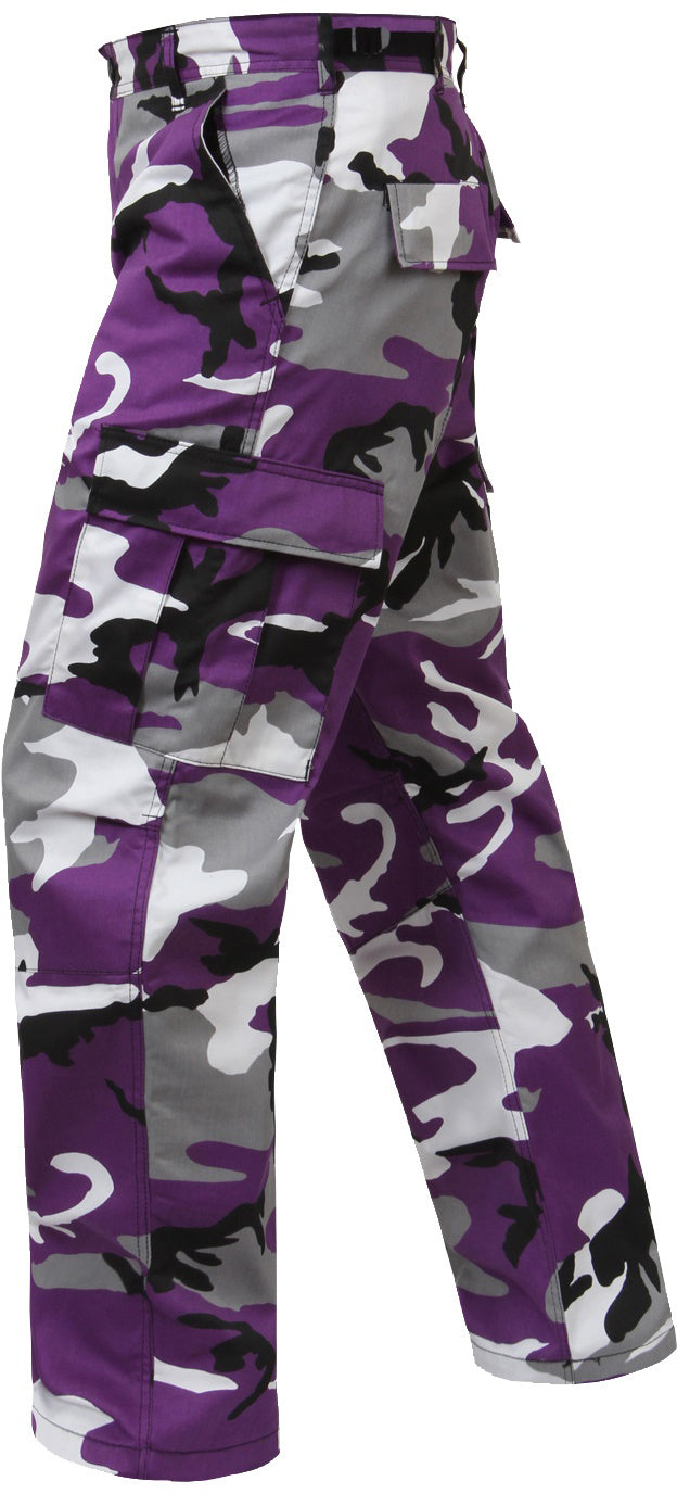 Ultra Violet Camouflage - Tactical BDU Pants Cargo Fatigues - Poly/Cotton Twill - Button Fly