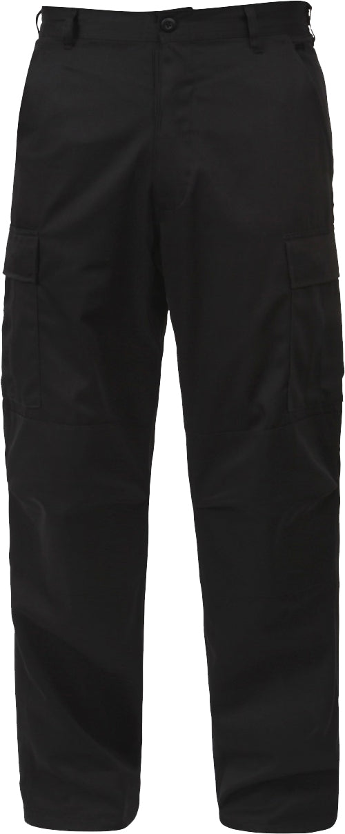 Black - Tactical BDU Pants Cargo Fatigues - Poly/Cotton Twill - Button Fly