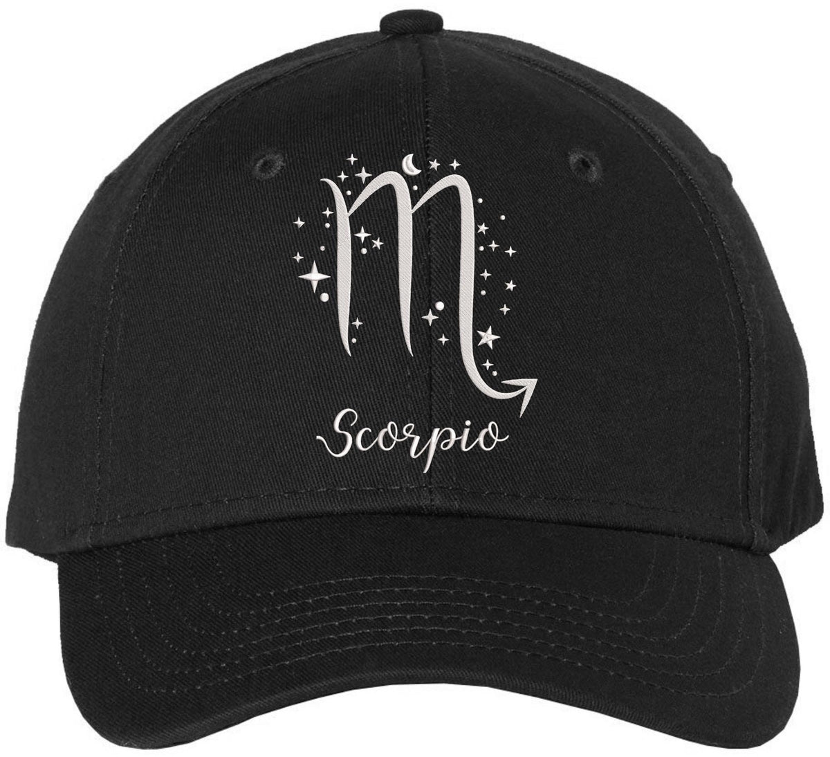Zodiac Signs Embroidered Baseball Hat | Adjustable Astrology Horoscope Monthly Symbols Designs Structured Cap, Black