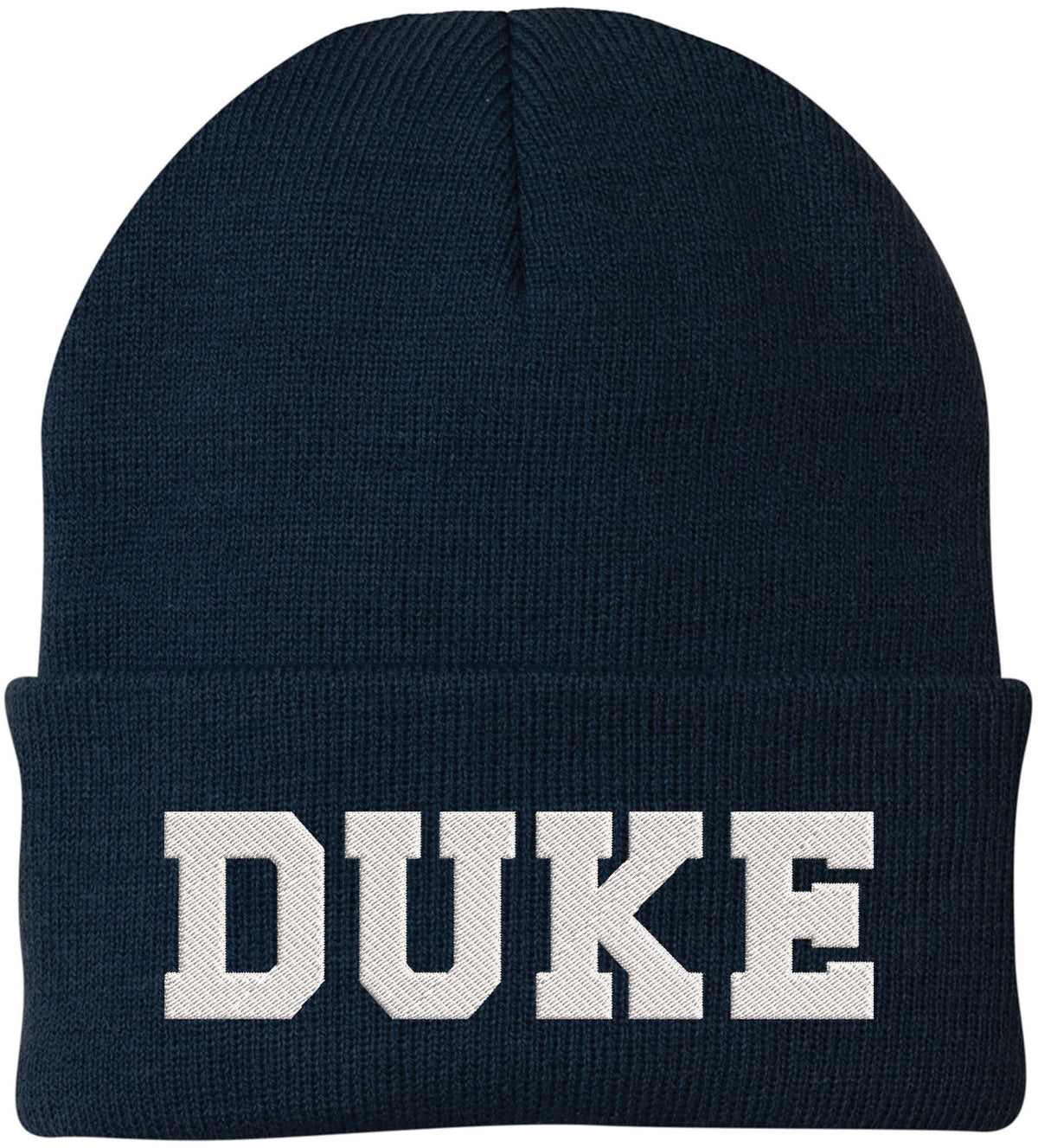 DUKE Embroidered Beanie Hat Knit Cuffed Winter Cap Skull Cap