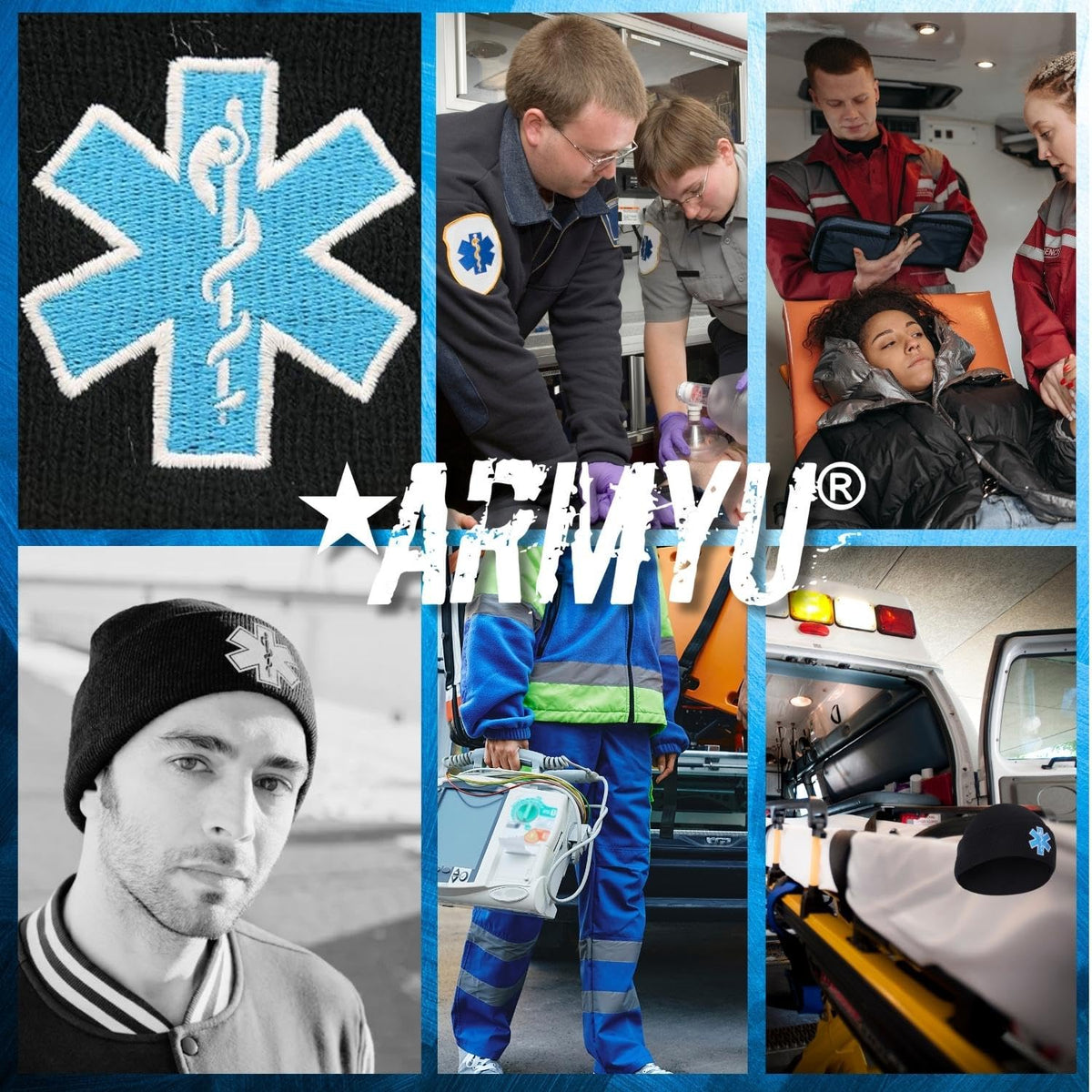 EMS EMT Emergency Medical Star of Life Embroidered Knit Winter Acrylic Unisex Watch Cap Hat