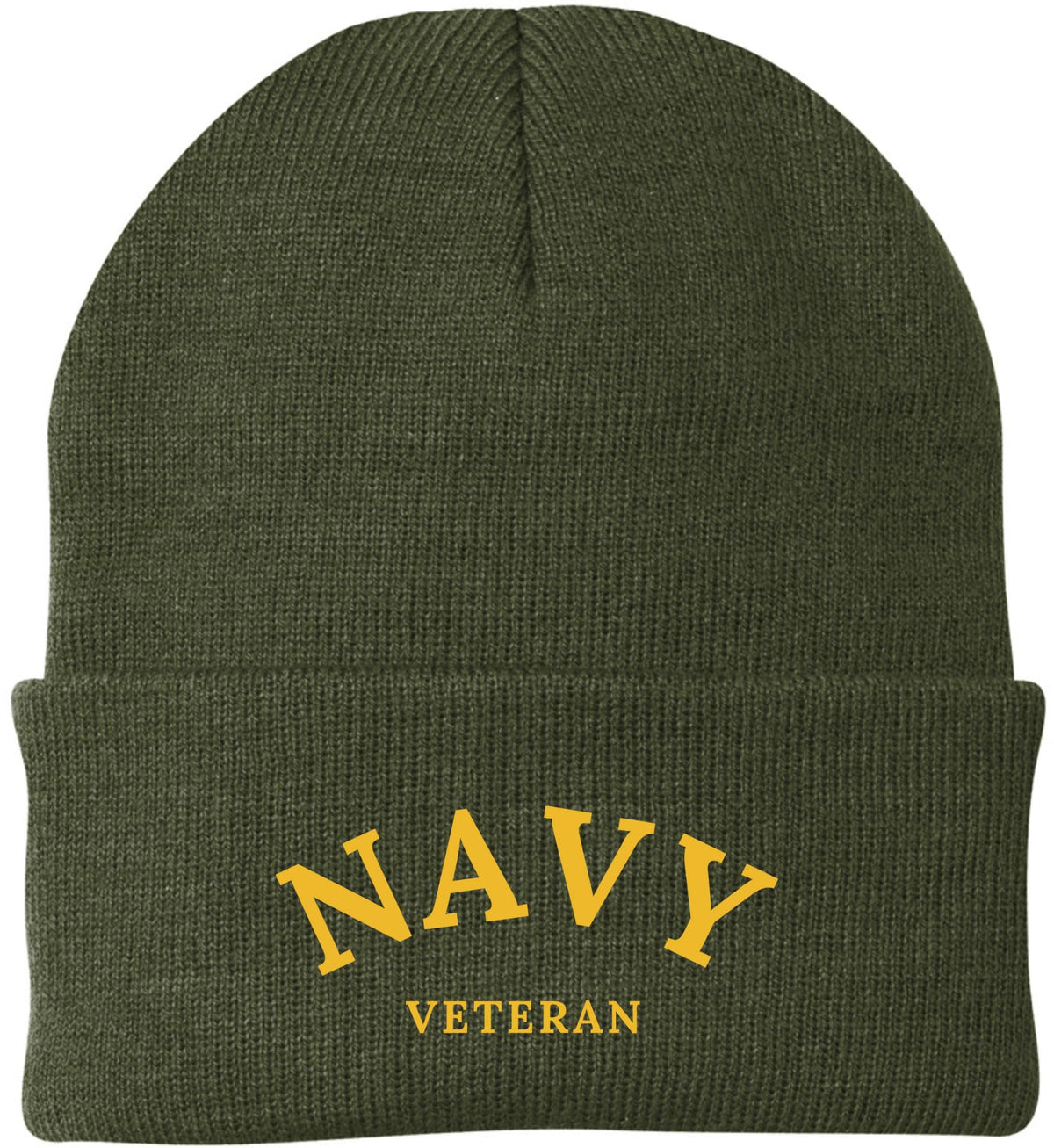 Navy Veteran Embroidered Beanie Hat | USA Military Patriotic 100% Acrylic Winter Knit Cap for Men & Women
