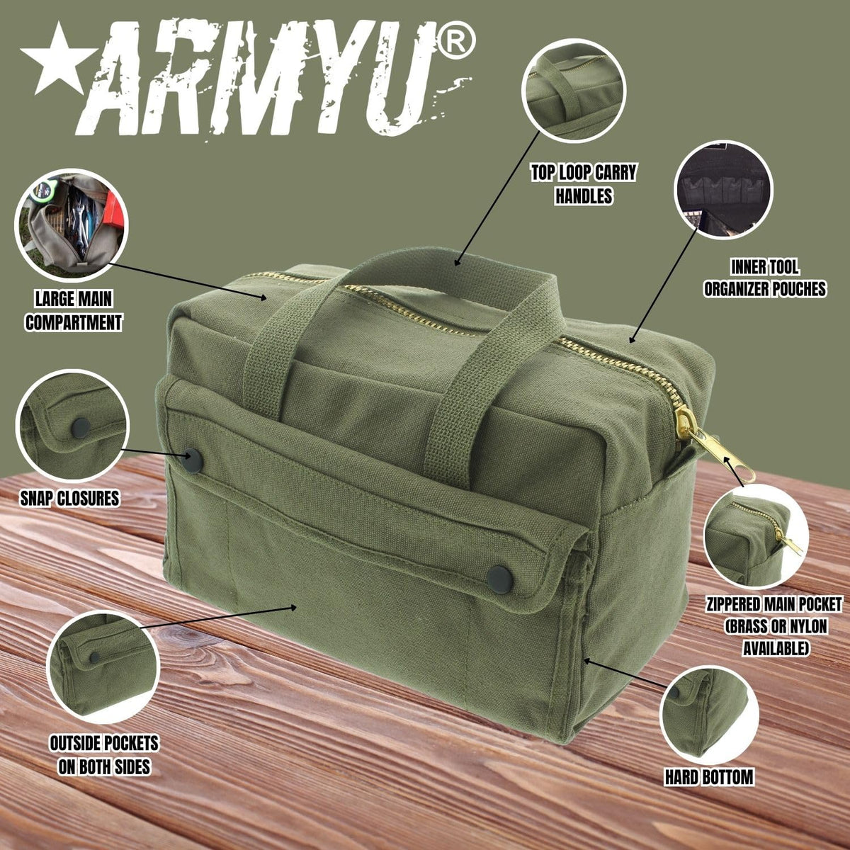 Heavy Duty Cotton Canvas Tool Bag - Military Field Carry Bag - General Purpose Storage Bag