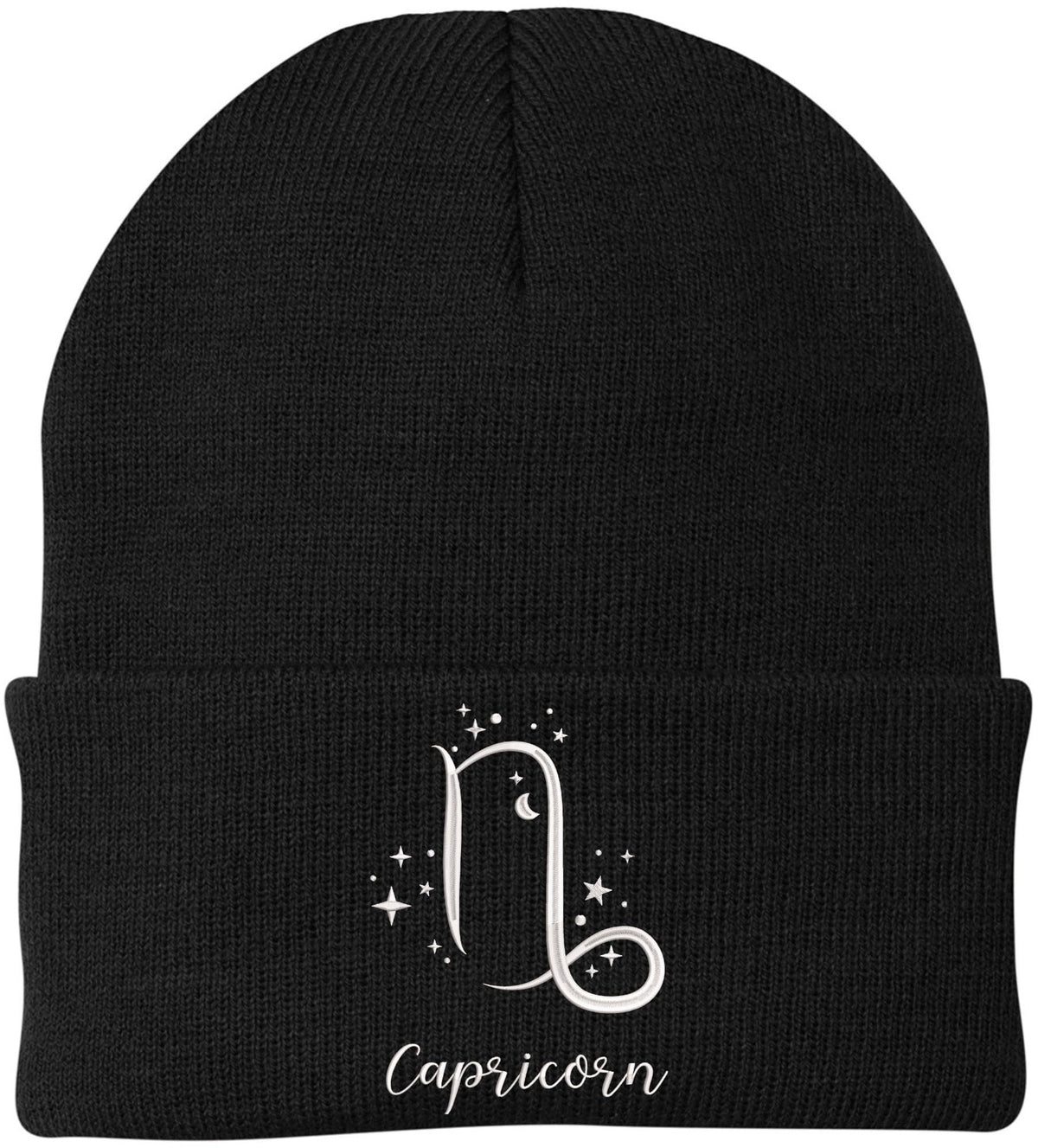 Zodiac Signs Embroidered Beanie | Acrylic Warm Skull Astrology Horoscope Monthly Symbols Designs Watch Cap, Black