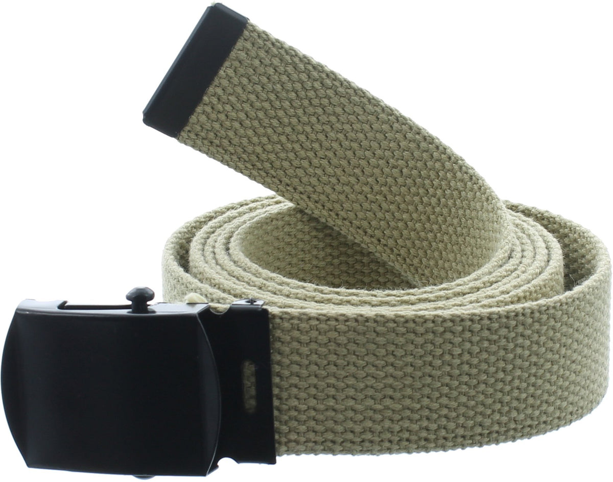 ARMYU Military Web Belt Reversible Cotton Canvas Army Camo & Solid Belts with Black Buckle 54"