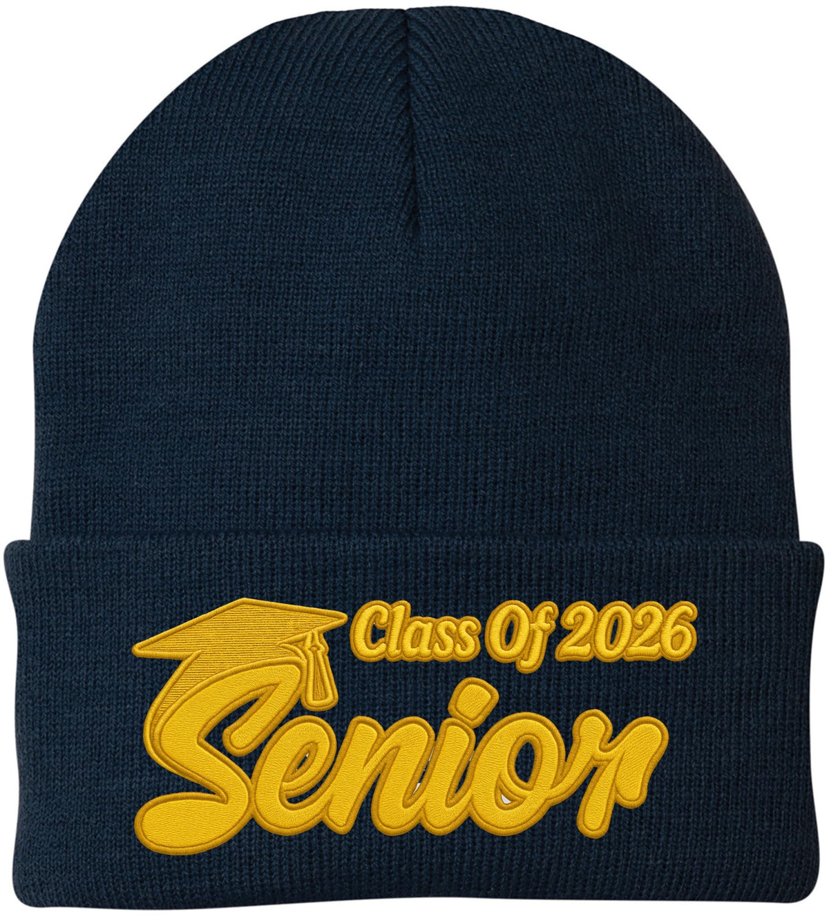 Senior 2026 Embroidered Beanie Hat Acrylic Knit Soft Warm Graduate Finish School Beanie Watch Cap