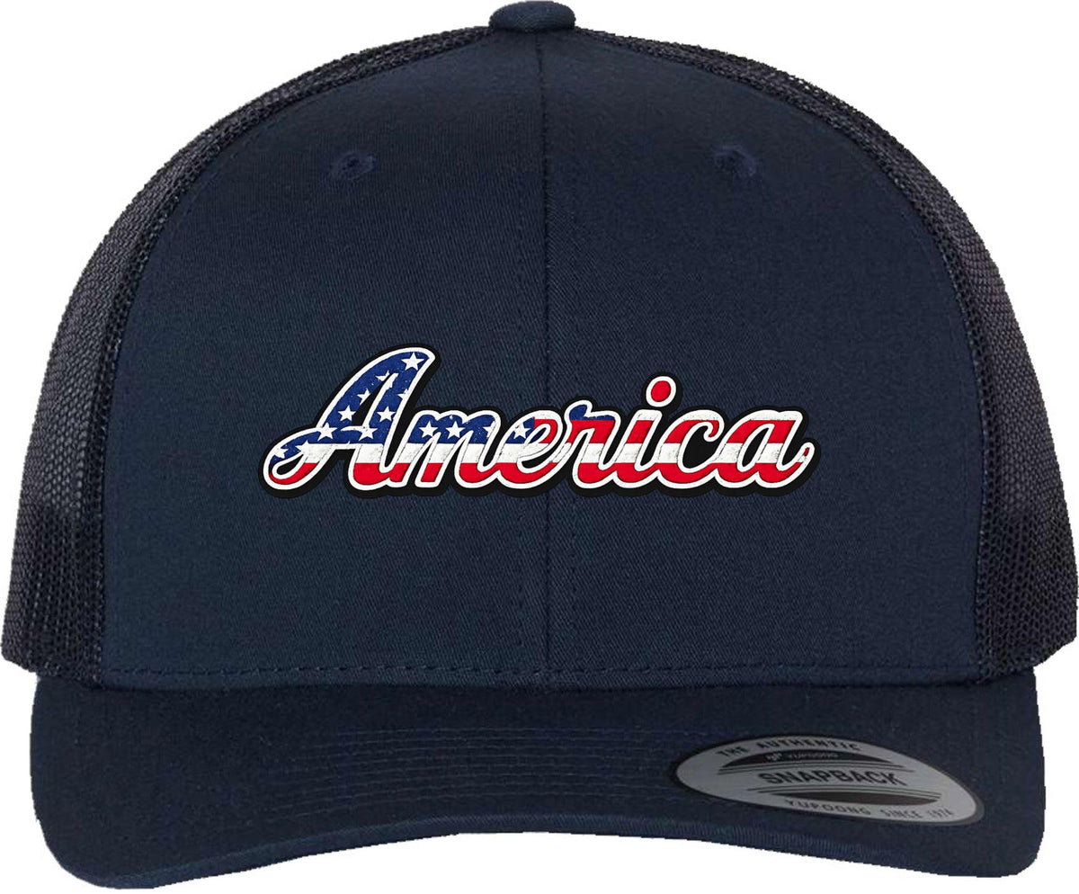 Army Universe Red White & Blue America Flag Embroidered Trucker Hat | Stars & Stripes USA Meshback Cap
