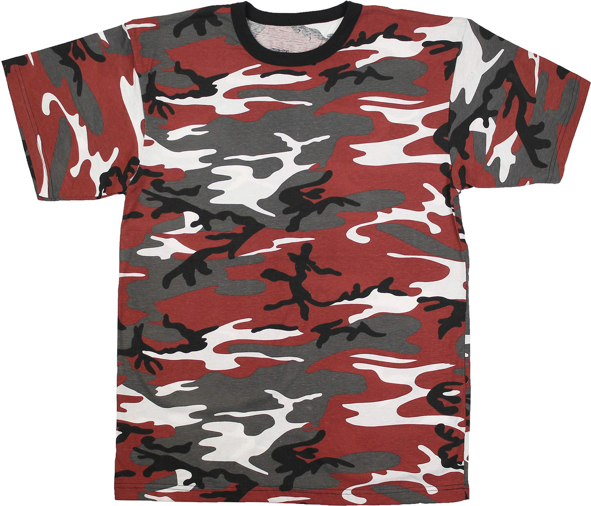 Tactical Camouflage T-Shirt Army Fashion Color Camo Military Crewneck Short Sleeve Top Tee Shirt