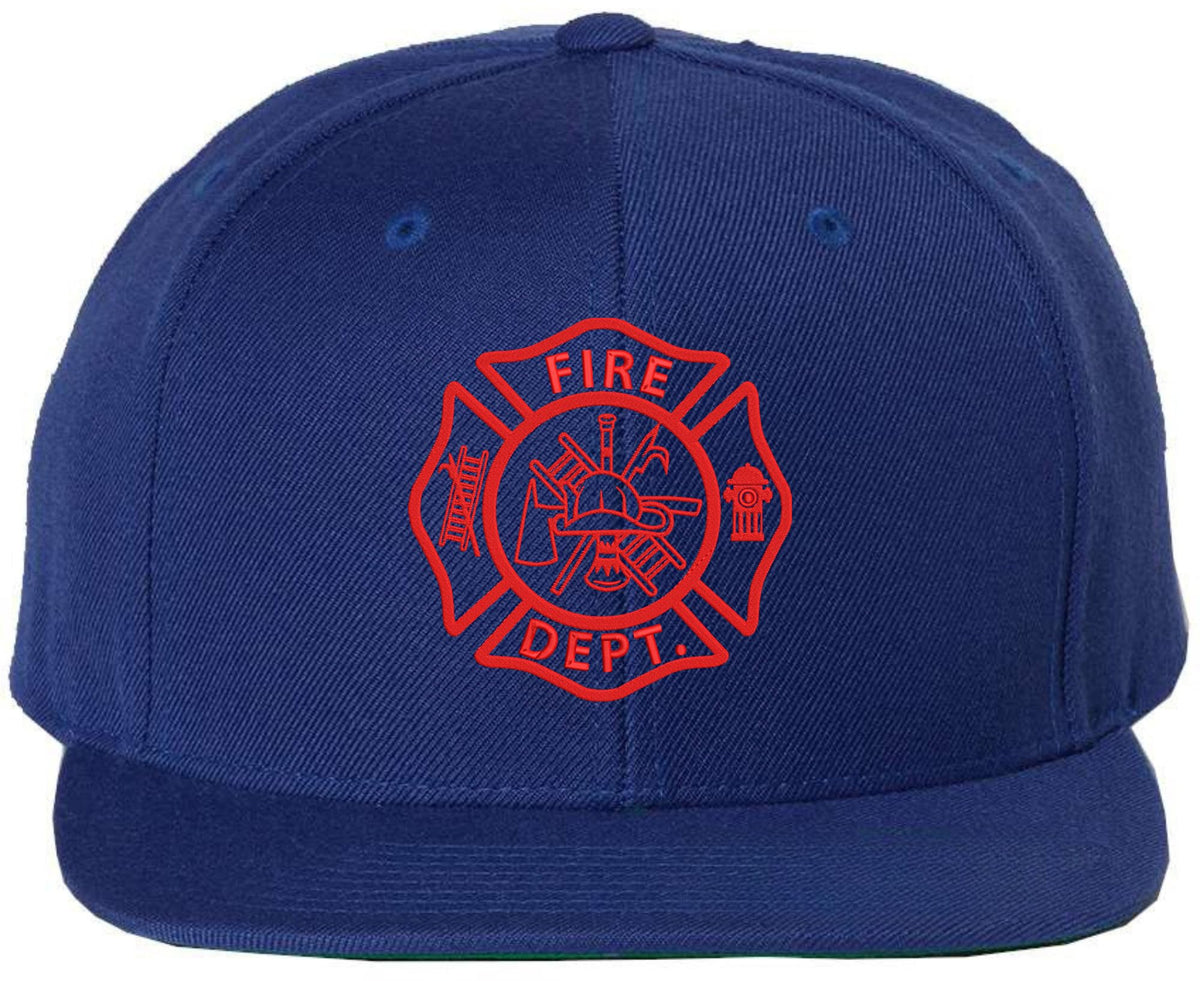 Fire Department Embroidered Baseball Cap | Maltase Cross Emblem Acrylic Wool Adjustable Unisex Hat