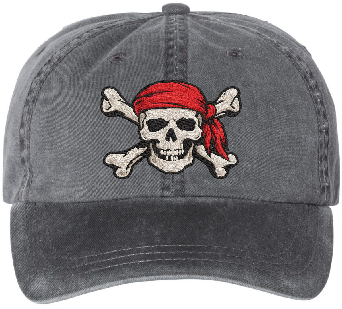 Pirate Skull Crossbones Embroidered Baseball Cap Red Bandana Skull Adjustable Dad Hat