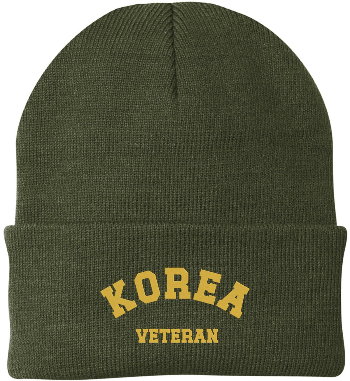 Korea Veteran Embroidered Beanie Hat | USA Military Patriotic 100% Acrylic Winter Knit Cap for Men & Women