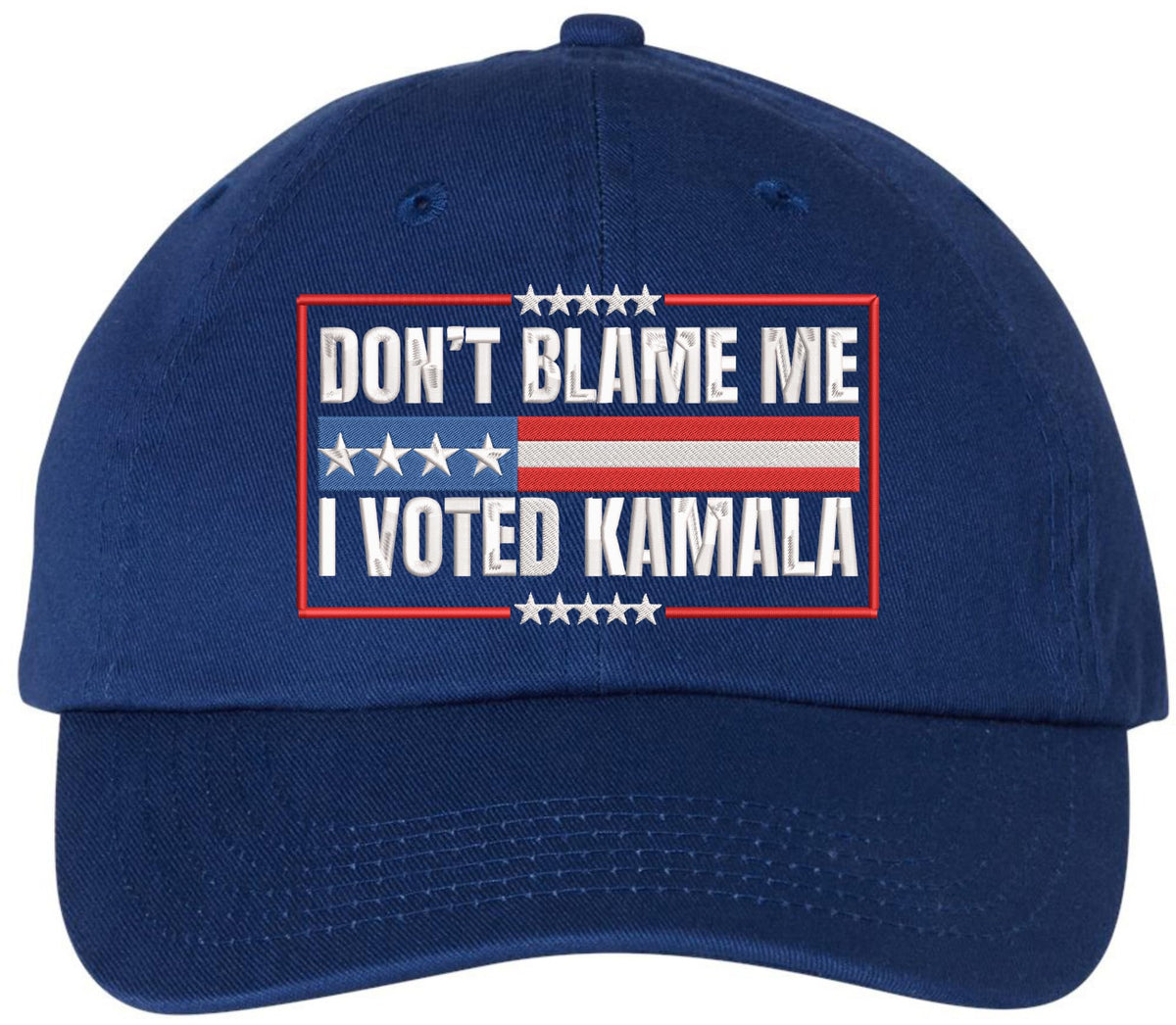 Don't Blame Me I Voted Kamala Embroidered Dad Hat | USA Flag & Stars Democrat Election Voter Cap