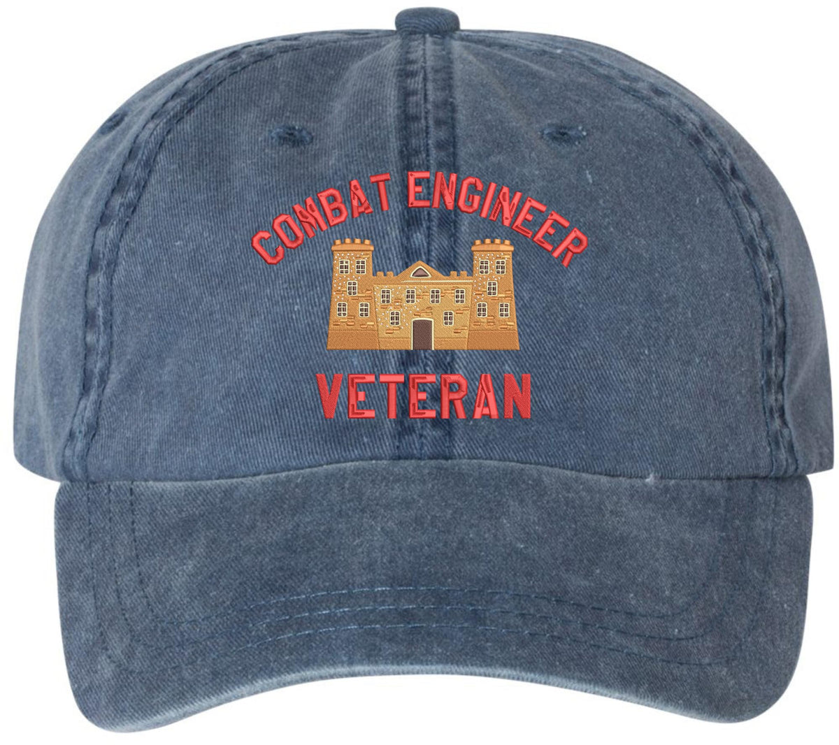 Combat Engineer Veteran Embroidered Baseball Cap | US Army Castle Insignia Military Hat for Men & Women