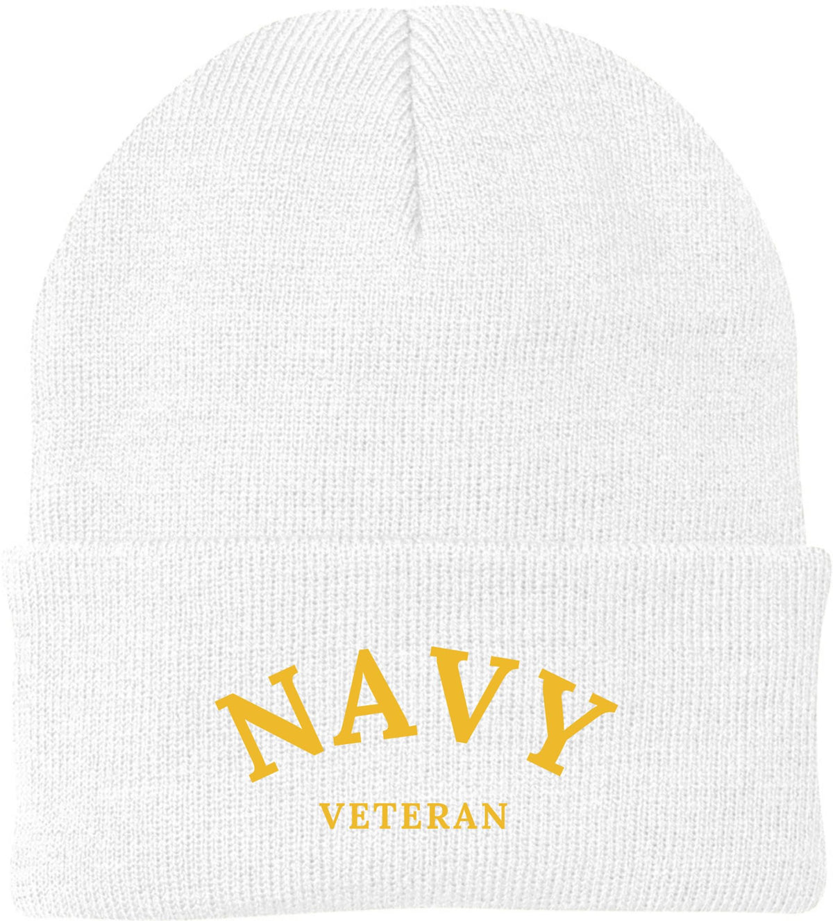 Navy Veteran Embroidered Beanie Hat | USA Military Patriotic 100% Acrylic Winter Knit Cap for Men & Women
