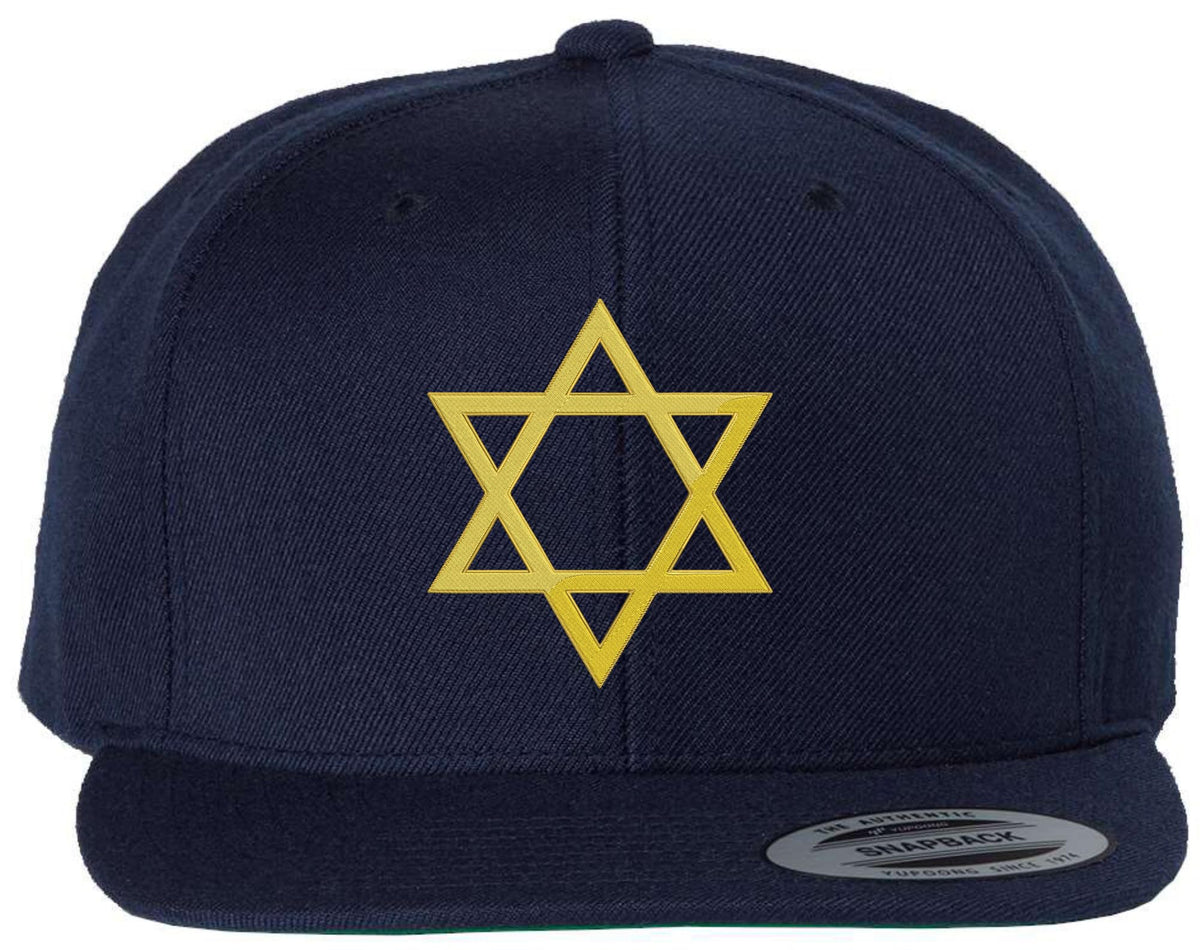 Jewish Star of David Embroidered Baseball Cap | Magen David Flat Bill Snapback Adjustable Unisex Religious Hat